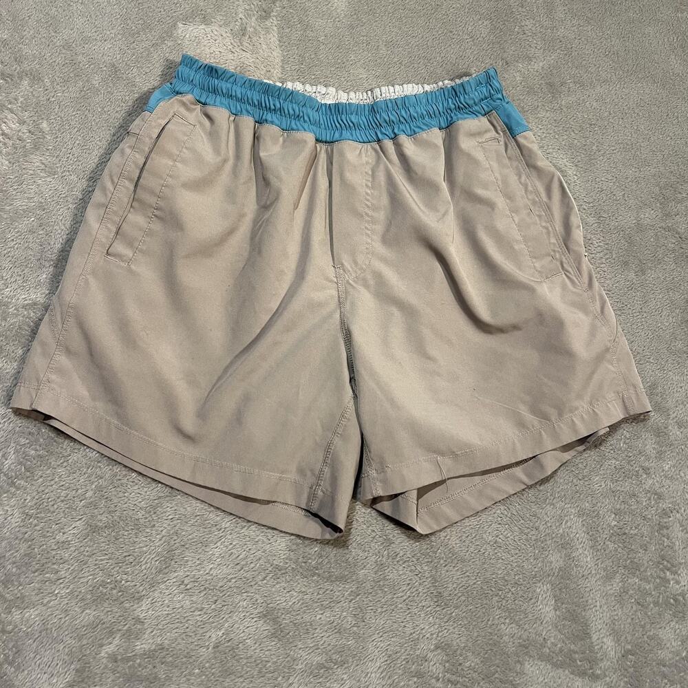 Freeballers Shorts Mens XL Tan Blue Lined Athletic Running Gym Built In Liner